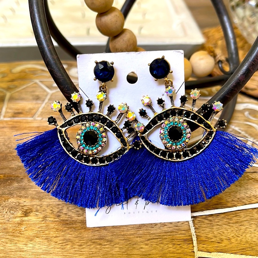 Rage blue evil eye earrings